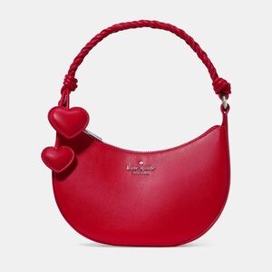 Kate Spade Nova Cherry Rouge Red Leather Crescent Braided Strap Heart Bag Purse